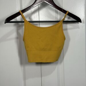 Old Navy Ribbed Cami Top Womens S Yellow Crop Tank Boho Cottagecore Y2K